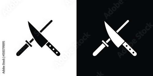 Knife sharpener icon black and white. Simple glyph icons.