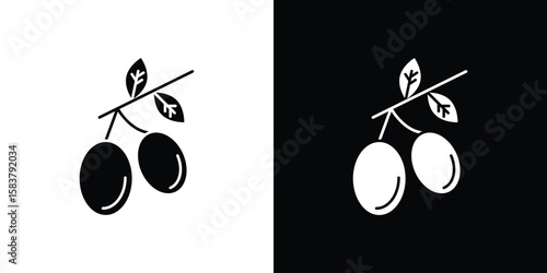 Jujube icon black and white. Simple glyph icons.
