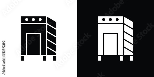 Infrared heat cabin icon black and white. Simple glyph icons.