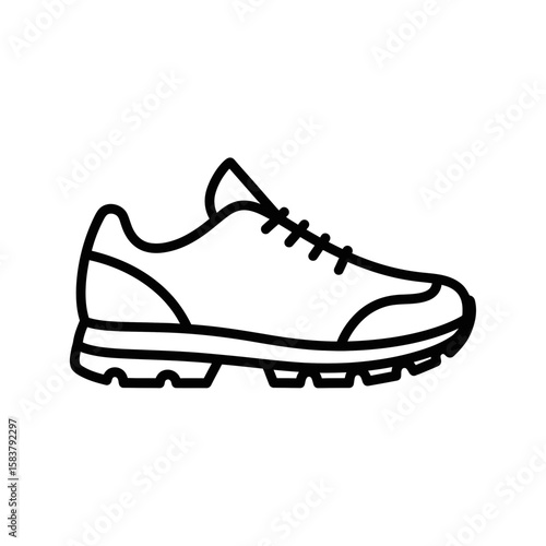 Vector icon of sporty sneaker outlined on white background  