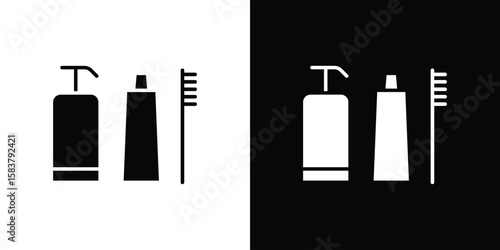 hygiene kit icon black and white. Simple glyph icons.