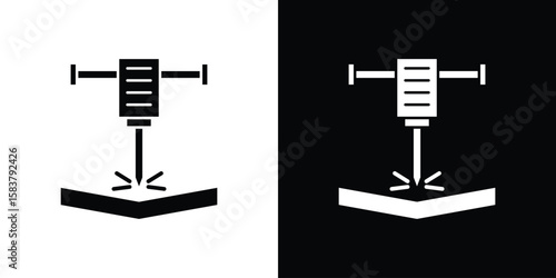 Hydraulic breaker icon black and white. Simple glyph icons.