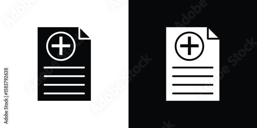 Health insurance icon black and white. Simple glyph icons.
