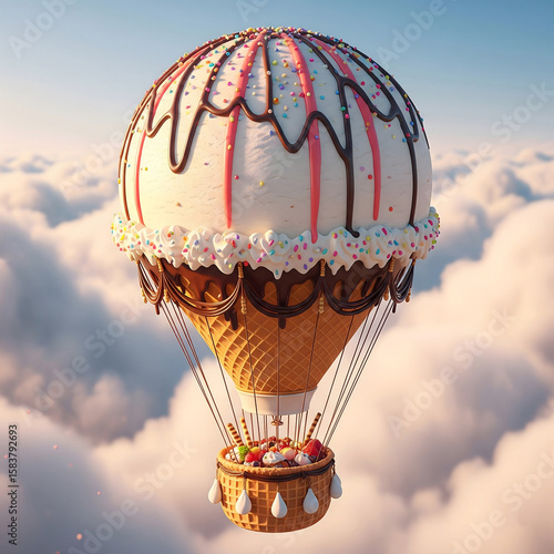 Balon Udara Es Krim Vanilla di Atas Awan