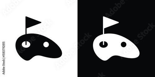 Golf yard icon black and white. Simple glyph icons.