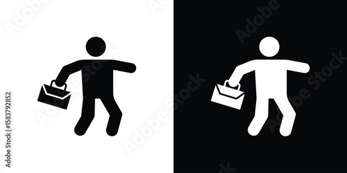 Going to work icon black and white. Simple glyph icons.