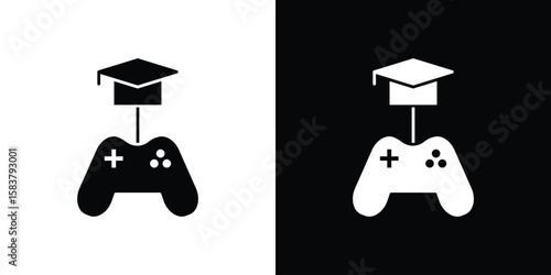 Game based learning icon black and white. Simple glyph icons.