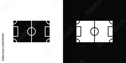 Football field icon black and white. Simple glyph icons.
