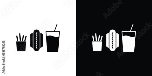 Fast food icon black and white. Simple glyph icons.