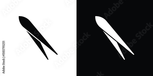Eyebrow tweezers icon black and white. Simple glyph icons.