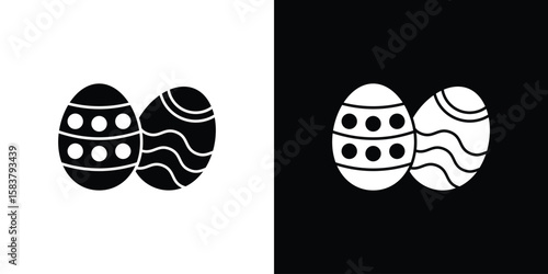 Easter eggs icon black and white. Simple glyph icons.