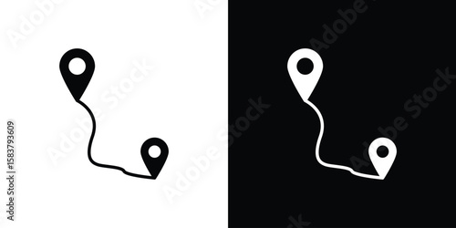 Distance icon black and white. Simple glyph icons.