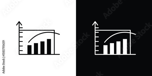 Diminishing returns icon black and white. Simple glyph icons.