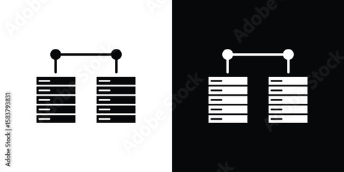 Data center icon black and white. Simple glyph icons.