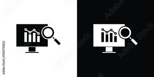 Data Analysing icon black and white. Simple glyph icons.