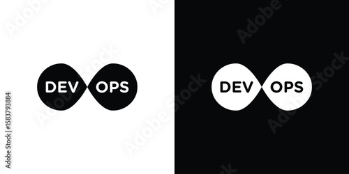 Devops icon black and white. Simple glyph icons.