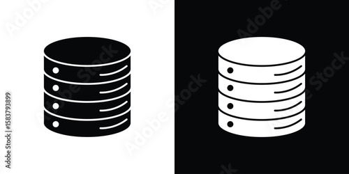 Cylinder database icon black and white. Simple glyph icons.