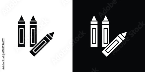 Crayon icon black and white. Simple glyph icons.