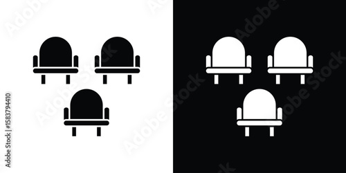 Cinema seat icon black and white. Simple glyph icons.