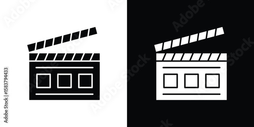 Cinema flapper icon black and white. Simple glyph icons.