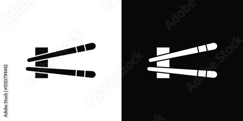 Chopsticks icon black and white. Simple glyph icons.