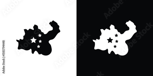 China map icon black and white. Simple glyph icons.