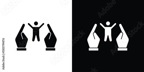 Child custody icon black and white. Simple glyph icons.