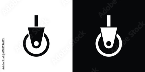 Cart trolley wheel icon black and white. Simple glyph icons.