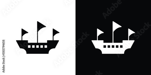 Caravel icon black and white. Simple glyph icons.