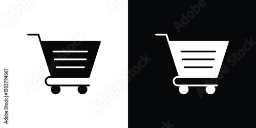 Cart icon black and white. Simple glyph icons.