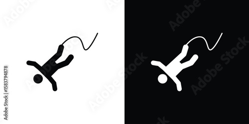 Bungee jumping icon black and white. Simple glyph icons.