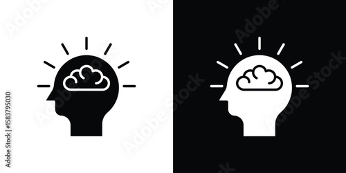 Brainstorm icon black and white. Simple glyph icons.