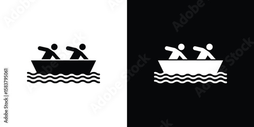 Boat race icon black and white. Simple glyph icons.