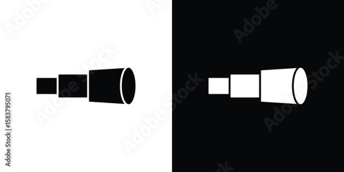 Boat Telescope icon black and white. Simple glyph icons.