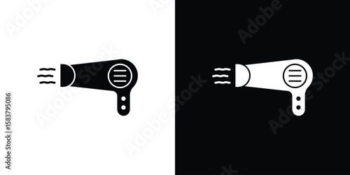 Blow dryer icon black and white. Simple glyph icons.