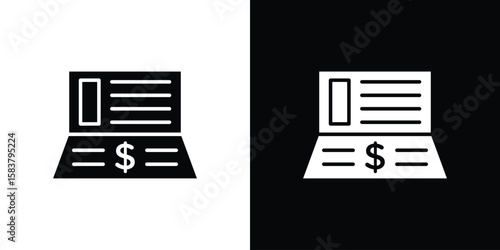 Bankbook icon black and white. Simple glyph icons.