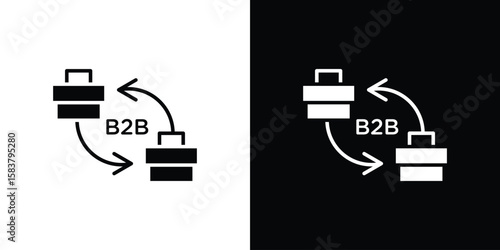 B2B icon black and white. Simple glyph icons.