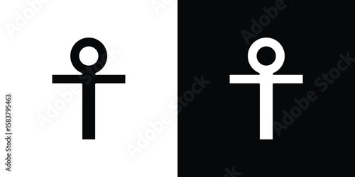 Ankh icon black and white. Simple glyph icons.