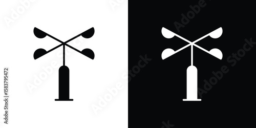 Anemometer icon black and white. Simple glyph icons.