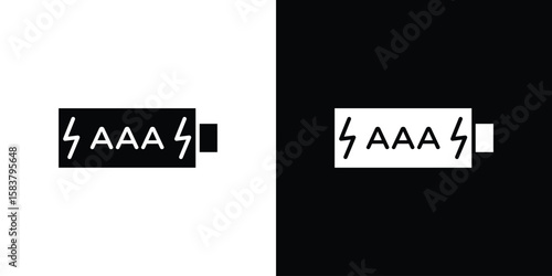 AAA battery icon black and white. Simple glyph icons.