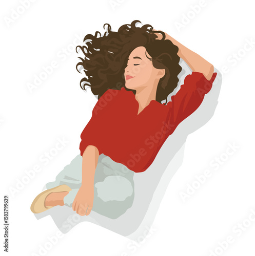 girl isolated in White Background, girl vector, Flat lay vector illustration