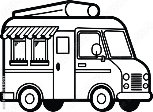 Vibrant illustration of a food truck serving delicious street food