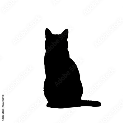 Silhouette of a cat sitting with its back to the viewer
