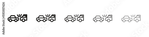 Rear end collision icon with editable stroke eps 10 vector illustration. Outline drawing.