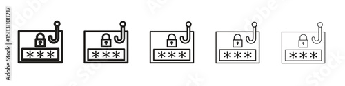 Password phishing icon with editable stroke eps 10 vector illustration. Outline drawing.