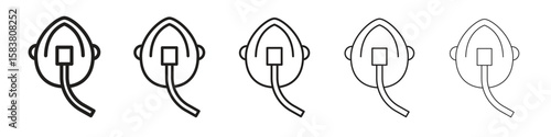 Oxygen mask icon with editable stroke eps 10 vector illustration. Outline drawing.