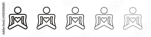Meditating icon with editable stroke eps 10 vector illustration. Outline drawing.