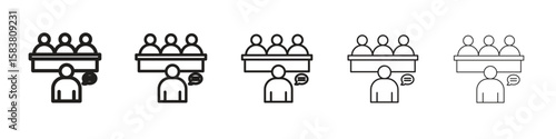 Job interview icon with editable stroke eps 10 vector illustration. Outline drawing.