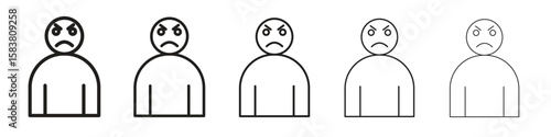 Irritated human icon with editable stroke eps 10 vector illustration. Outline drawing.