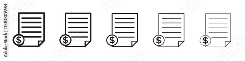 Invoice icon with editable stroke eps 10 vector illustration. Outline drawing.